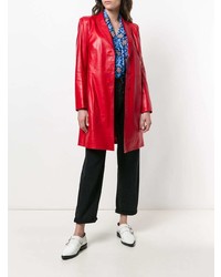 Женское красное кожаное пальто от Sylvie Schimmel