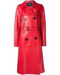 Женское красное кожаное пальто от Derek Lam