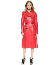 Женское красное кожаное пальто от Derek Lam