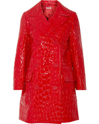Женское красное кожаное пальто от Miu Miu
