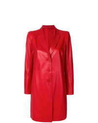 Женское красное кожаное пальто от Sylvie Schimmel