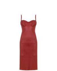 Красное кожаное платье-футляр от Tufi Duek