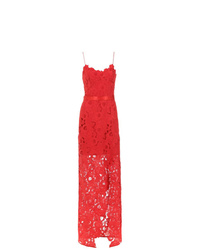 Красное кружевное вечернее платье с разрезом от Tufi Duek