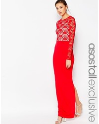 Красное кружевное вечернее платье от Asos