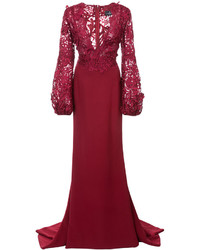Красное кружевное вечернее платье от J. Mendel