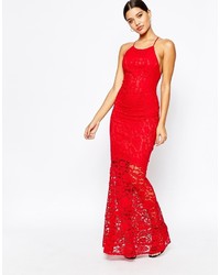 Красное кружевное вечернее платье от Lipsy