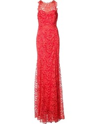 Красное кружевное вечернее платье от Marchesa