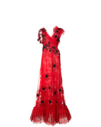 Красное кружевное вечернее платье от Rodarte