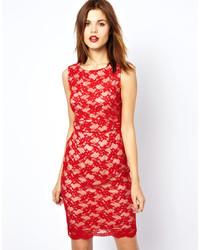 Красное кружевное облегающее платье от A Wear