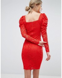 Красное кружевное облегающее платье от TFNC