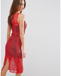 Красное кружевное облегающее платье от Forever Unique