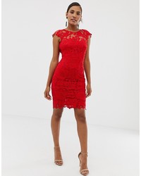 Красное кружевное облегающее платье от Paper Dolls