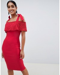 Красное кружевное облегающее платье от Vesper