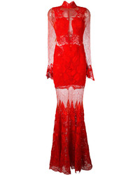 Красное кружевное платье-макси от JONATHAN SIMKHAI