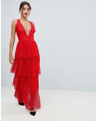 Красное кружевное платье-макси от Missguided