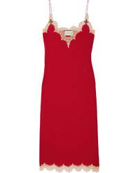 Красное кружевное платье-миди от Gucci