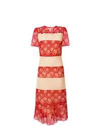 Красное кружевное платье-миди от Maison Margiela