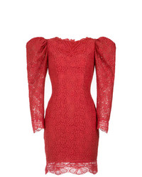 Красное кружевное платье прямого кроя от Martha Medeiros