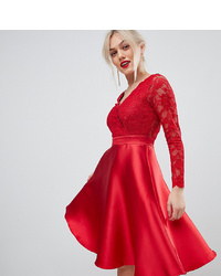 Красное кружевное платье с пышной юбкой от City Goddess Petite