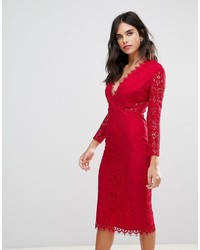 Красное кружевное платье-футляр от ASOS DESIGN