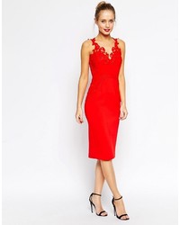 Красное кружевное платье-футляр от Asos
