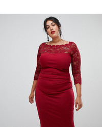 Красное кружевное платье-футляр от City Goddess Plus