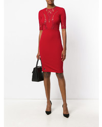 Красное кружевное платье-футляр от Philipp Plein