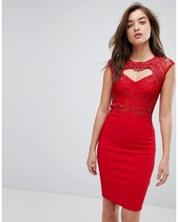 Красное кружевное платье-футляр от Lipsy