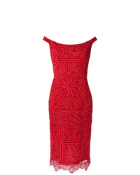 Красное кружевное платье-футляр от Martha Medeiros