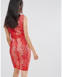 Красное кружевное платье-футляр от AX Paris