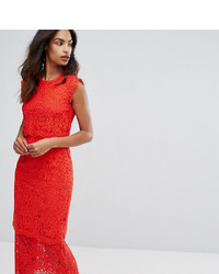 Красное кружевное платье-футляр от Warehouse