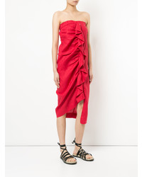 Красное льняное платье-миди от Vale