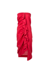Красное льняное платье-миди от Vale