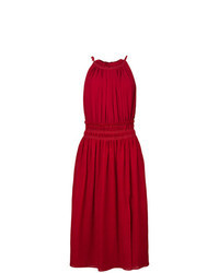 Красное льняное пляжное платье