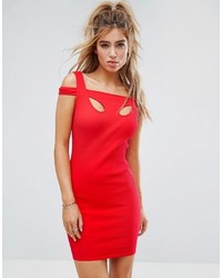 Красное облегающее платье с вырезом от Asos