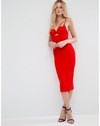 Красное облегающее платье с вырезом от Asos