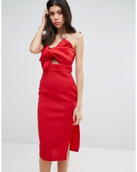 Красное облегающее платье с вырезом от Missguided