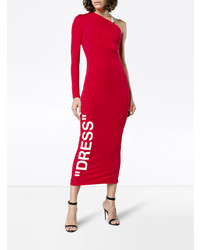 Красное облегающее платье с принтом от Off-White