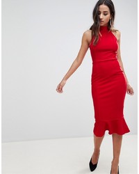 Красное облегающее платье с рюшами от Girl In Mind