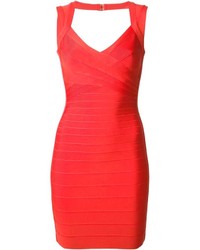 Красное облегающее платье от Herve Leger