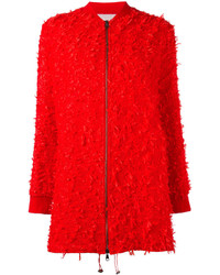 Женское красное пальто c бахромой от Giamba