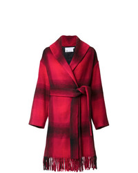 Женское красное пальто в клетку от T by Alexander Wang