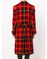 Женское красное пальто в шотландскую клетку от Yves Saint Laurent Vintage