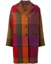 Женское красное пальто в шотландскую клетку от Etro