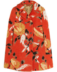 Красное пальто-накидка с принтом