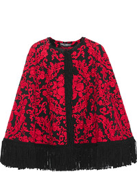 Красное пальто-накидка с принтом от Dolce & Gabbana