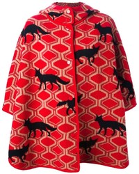 Красное пальто-накидка с принтом от M Missoni