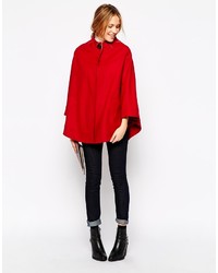 Красное пальто-накидка от Helene Berman