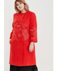 Женское красное пальто с цветочным принтом от Grand Madam