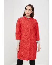 Женское красное пальто с цветочным принтом от Lea Vinci
